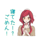 普段着赤髪女子の寝落ち通話♡（個別スタンプ：6）
