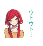 普段着赤髪女子の寝落ち通話♡（個別スタンプ：7）
