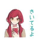 普段着赤髪女子の寝落ち通話♡（個別スタンプ：8）