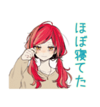 普段着赤髪女子の寝落ち通話♡（個別スタンプ：10）