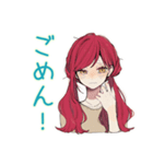 普段着赤髪女子の寝落ち通話♡（個別スタンプ：13）