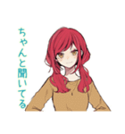 普段着赤髪女子の寝落ち通話♡（個別スタンプ：18）