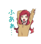 普段着赤髪女子の寝落ち通話♡（個別スタンプ：19）