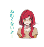 普段着赤髪女子の寝落ち通話♡（個別スタンプ：23）