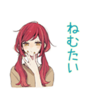 普段着赤髪女子の寝落ち通話♡（個別スタンプ：24）