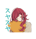 普段着赤髪女子の寝落ち通話♡（個別スタンプ：25）