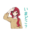 普段着赤髪女子の寝落ち通話♡（個別スタンプ：30）