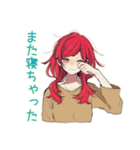 普段着赤髪女子の寝落ち通話♡（個別スタンプ：31）