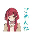 普段着赤髪女子の寝落ち通話♡（個別スタンプ：32）