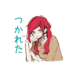 普段着赤髪女子の寝落ち通話♡（個別スタンプ：35）