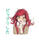 普段着赤髪女子の寝落ち通話♡（個別スタンプ：36）