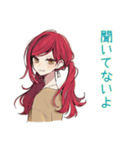 普段着赤髪女子の寝落ち通話♡（個別スタンプ：37）