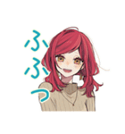 普段着赤髪女子の寝落ち通話♡（個別スタンプ：39）