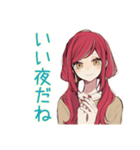 普段着赤髪女子の寝落ち通話♡（個別スタンプ：40）