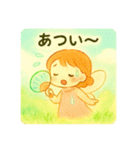 羽が付いた可愛い女の子の季節 日本語（個別スタンプ：5）
