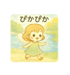 羽が付いた可愛い女の子の季節 日本語（個別スタンプ：9）