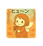 羽が付いた可愛い女の子の季節 日本語（個別スタンプ：13）