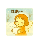 羽が付いた可愛い女の子の季節 日本語（個別スタンプ：19）