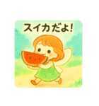 羽が付いた可愛い女の子の季節 日本語（個別スタンプ：24）