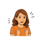 オレンジ色のTシャツを着たお姉さん（個別スタンプ：26）