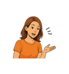 オレンジ色のTシャツを着たお姉さん（個別スタンプ：29）