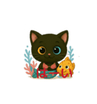 動く熱帯魚と黒猫の豆の日常会話（個別スタンプ：14）