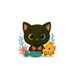 動く熱帯魚と黒猫の豆の日常会話（個別スタンプ：15）