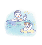 夏 - 水彩風ちびピエロスタンプ（個別スタンプ：1）