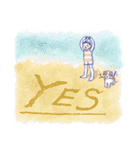 夏 - 水彩風ちびピエロスタンプ（個別スタンプ：2）