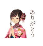おしとやか着物女子と和菓子♡（個別スタンプ：3）