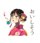 おしとやか着物女子と和菓子♡（個別スタンプ：30）