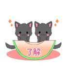 飛び出す！ちび黒モフにゃん11【夏】（個別スタンプ：4）