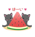 飛び出す！ちび黒モフにゃん11【夏】（個別スタンプ：5）