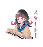 制服の女の子★ピアノ練習（個別スタンプ：34）