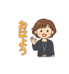 茶髪ショート大人女性の毎日使えるスタンプ（個別スタンプ：1）