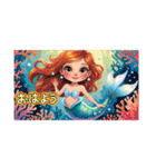 ❤️人魚❤️海、動物、スイカ❤️夏❤️（個別スタンプ：1）