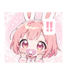 ピンクうさぎ×赤ちゃんスタンプ（個別スタンプ：32）