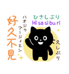 黒猫の基本あいさつスタンプ（日台2語）（個別スタンプ：33）