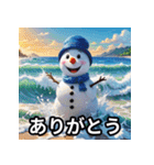 9色の雪だるまの夏に毎日送れるスタンプ（個別スタンプ：3）