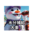 9色の雪だるまの夏に毎日送れるスタンプ（個別スタンプ：11）