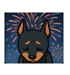 花火とキリッとドーベルマン@SFW（個別スタンプ：3）