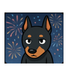 花火とキリッとドーベルマン@SFW（個別スタンプ：10）