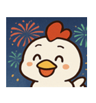 花火とコケコッコーなニワトリ@SFW（個別スタンプ：1）