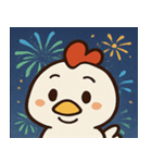 花火とコケコッコーなニワトリ@SFW（個別スタンプ：4）