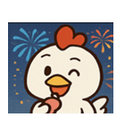 花火とコケコッコーなニワトリ@SFW（個別スタンプ：5）