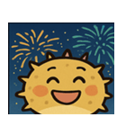 花火とプクプクハリセンボン@SFW（個別スタンプ：1）