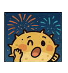 花火とプクプクハリセンボン@SFW（個別スタンプ：3）