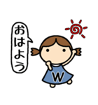 イニシャルW 女の子（個別スタンプ：1）