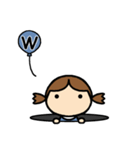 イニシャルW 女の子（個別スタンプ：5）
