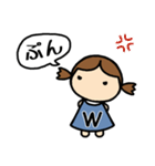イニシャルW 女の子（個別スタンプ：11）